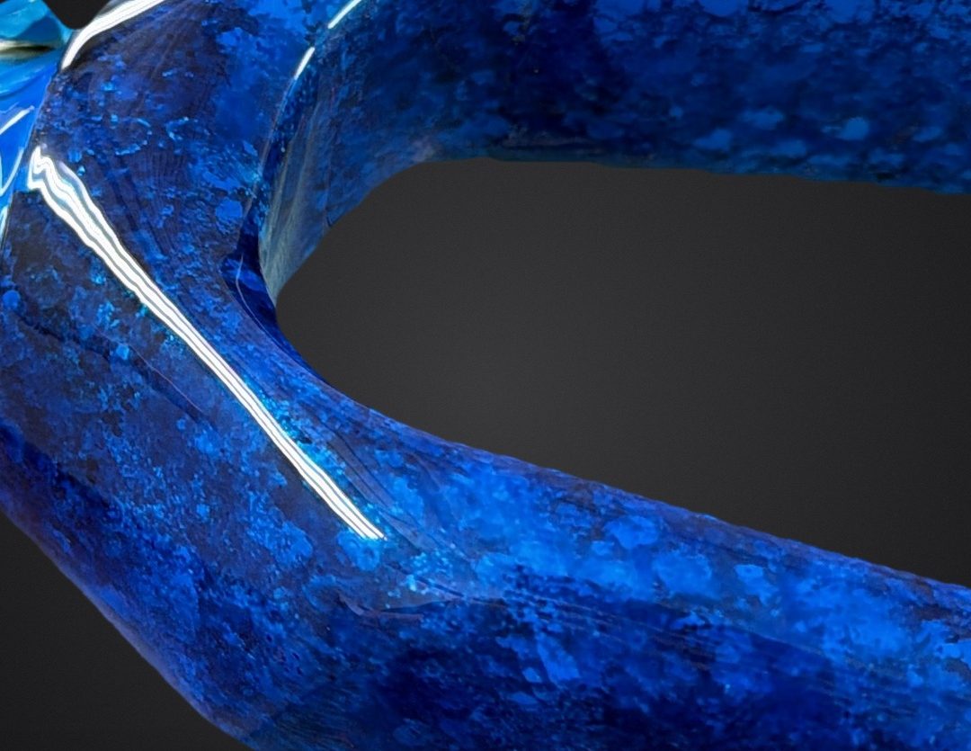 Fourche en effet cellules bleu, peinte à la main