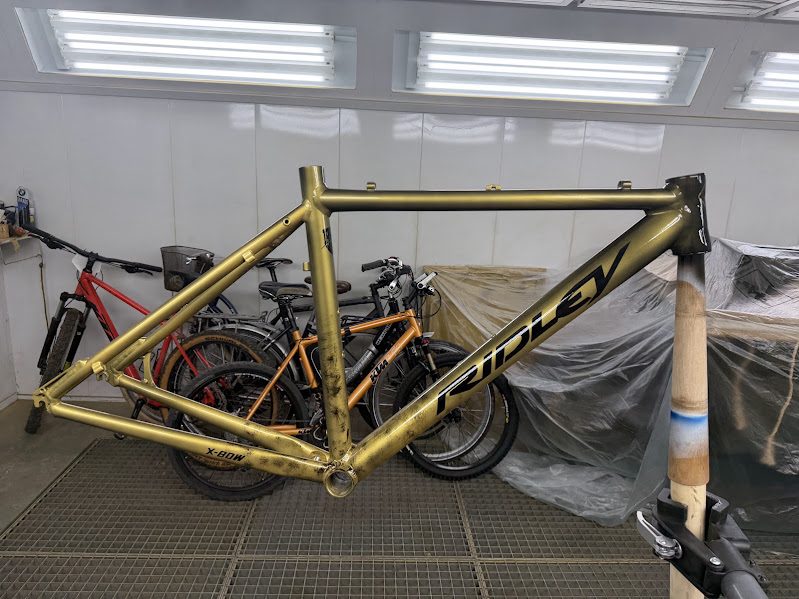 Ridley X-Bow pendant : dégradé gris vers or en cabine